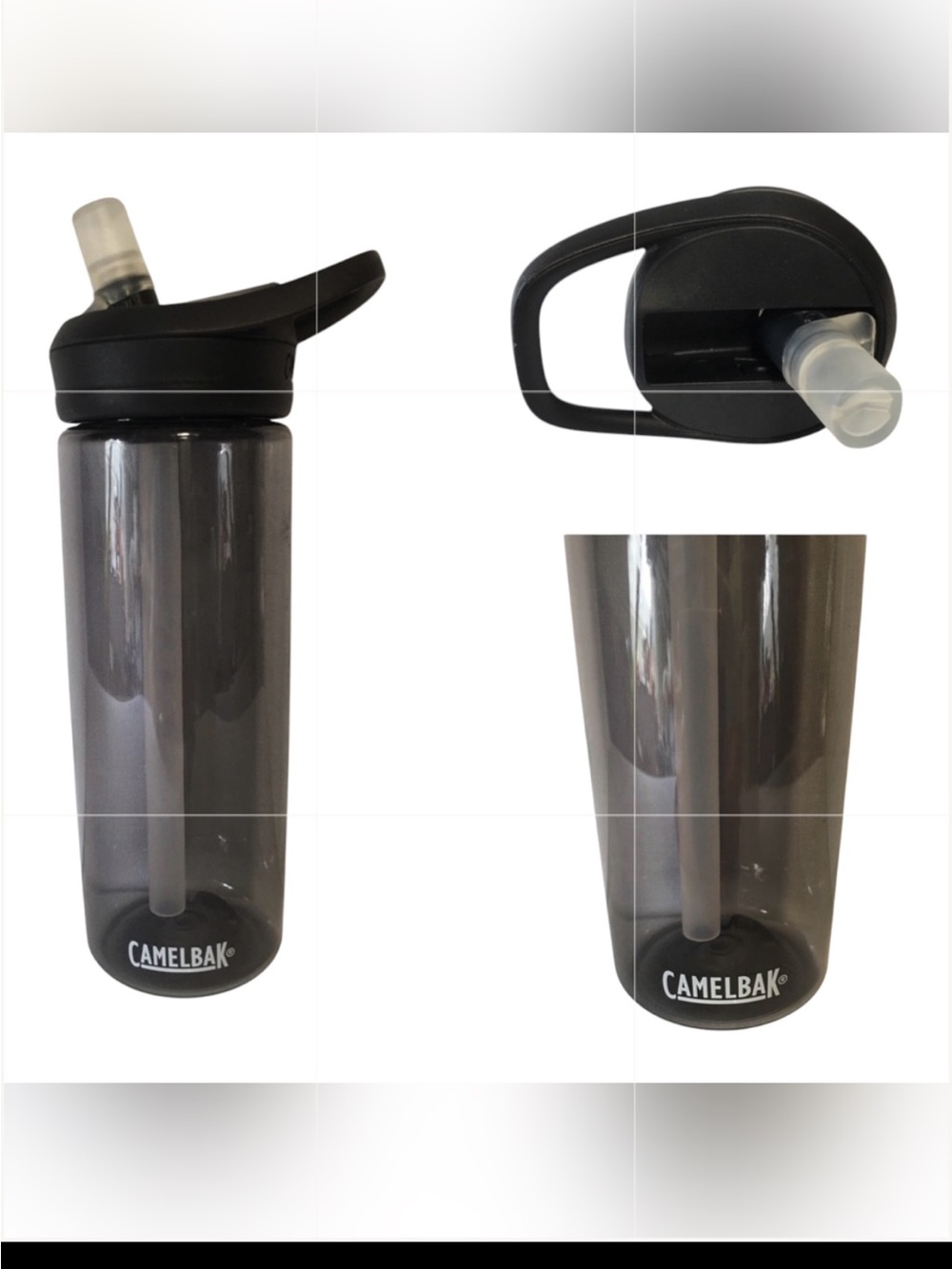 CamelBak Eddy Transparent Charcoal Gray Water Bottle 20 oz Flip Straw